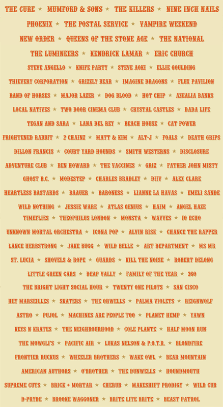 2013 Lollapalooza Lineup Poster