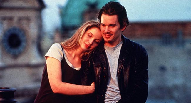 Julie Delpy and Ethan Hawke in Before Sunrise