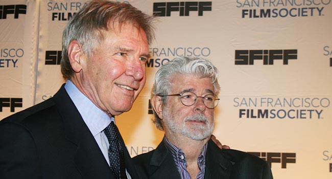 Harrison Ford and George Lucas